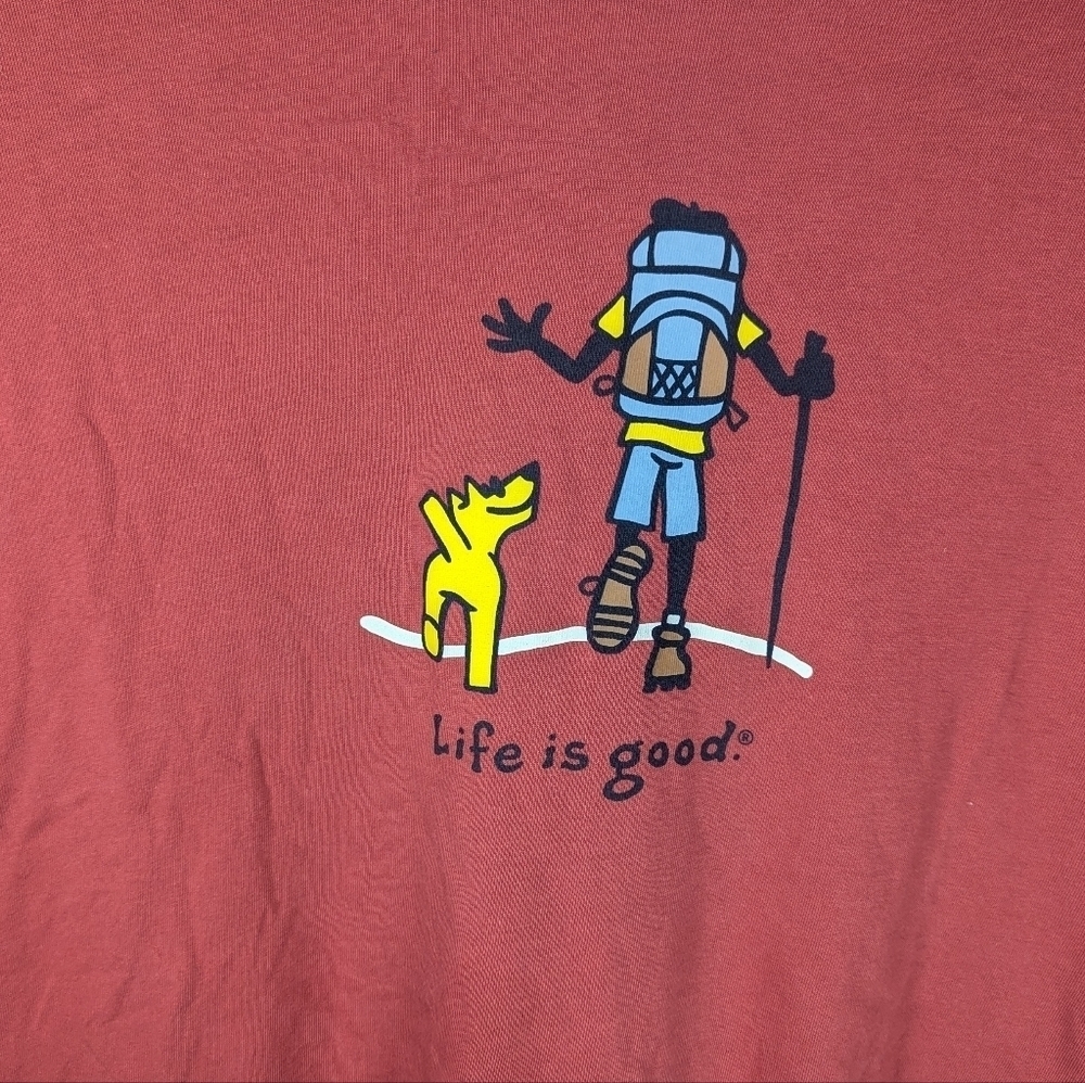 Life is Good hiking dog outdoor nature running Tshirt size men's XL - Picture 2 of 5